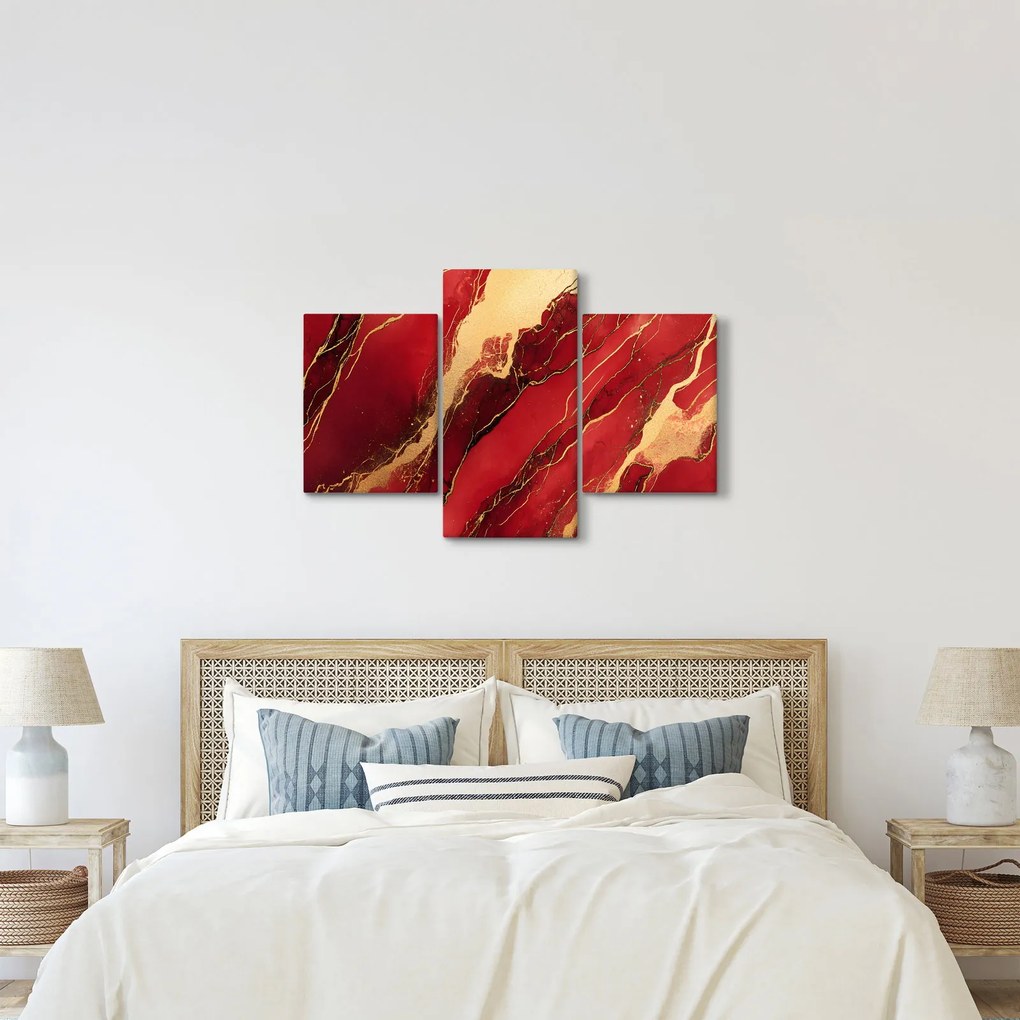 Obraz - Červeno-zlatý mramor (90x60 cm)
