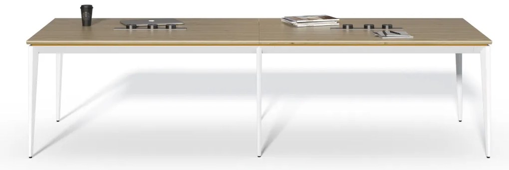 Zasadací stôl Houseland Profit Meet 02 so 6 zásuvkami 300 cm prírodný dub