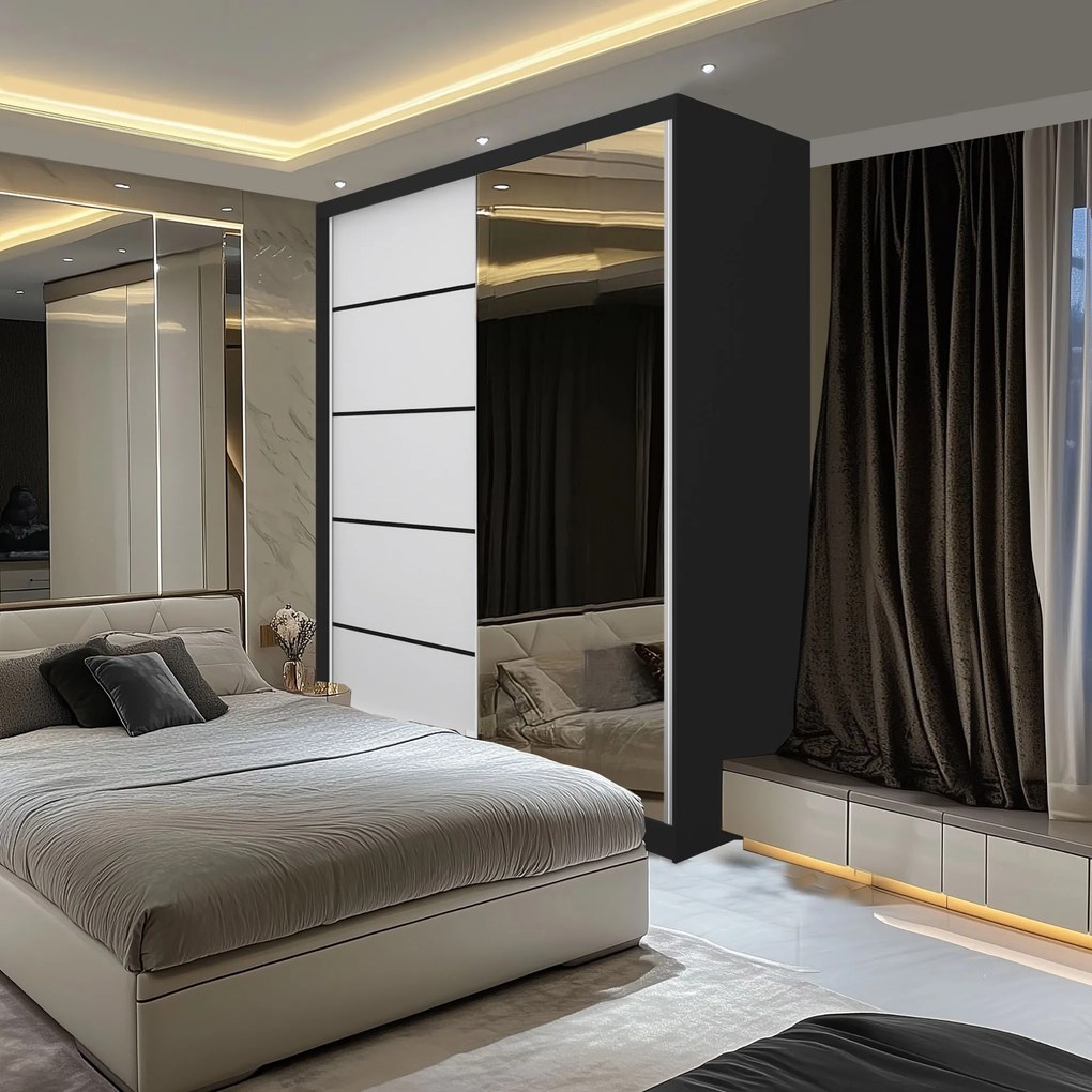 Šatníková skriňa SERENITY 133 cm biely mat MBP SERENITY SZP6/0/B/W/0/HIAL