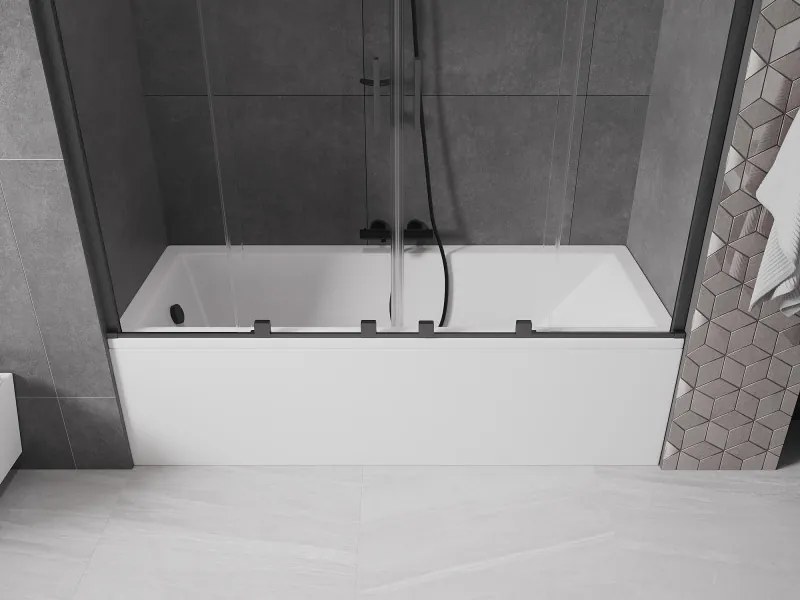 Mexen Velar Duo, 2-krídlová posuvná vaňová zástena 170 x 150 cm, 8mm číre sklo, grafitový matný profil, 896-170-000-02-66