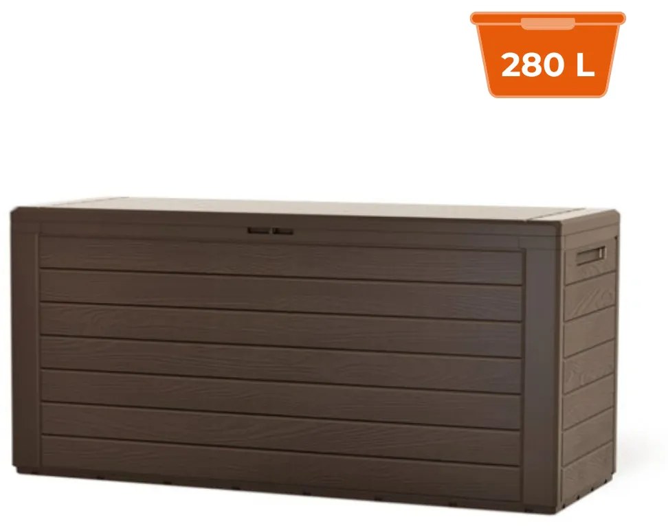 Úložný box WOODEBOX - 280L, 120x46x57cm, tmavo hnedá Prosperplast