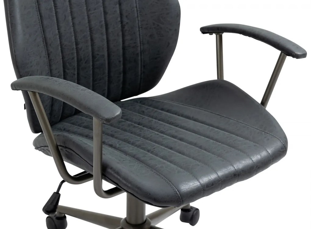 Design-Shop Kancelárska stolička Nampa v industriálnom štýle - koženka - Čierna antik