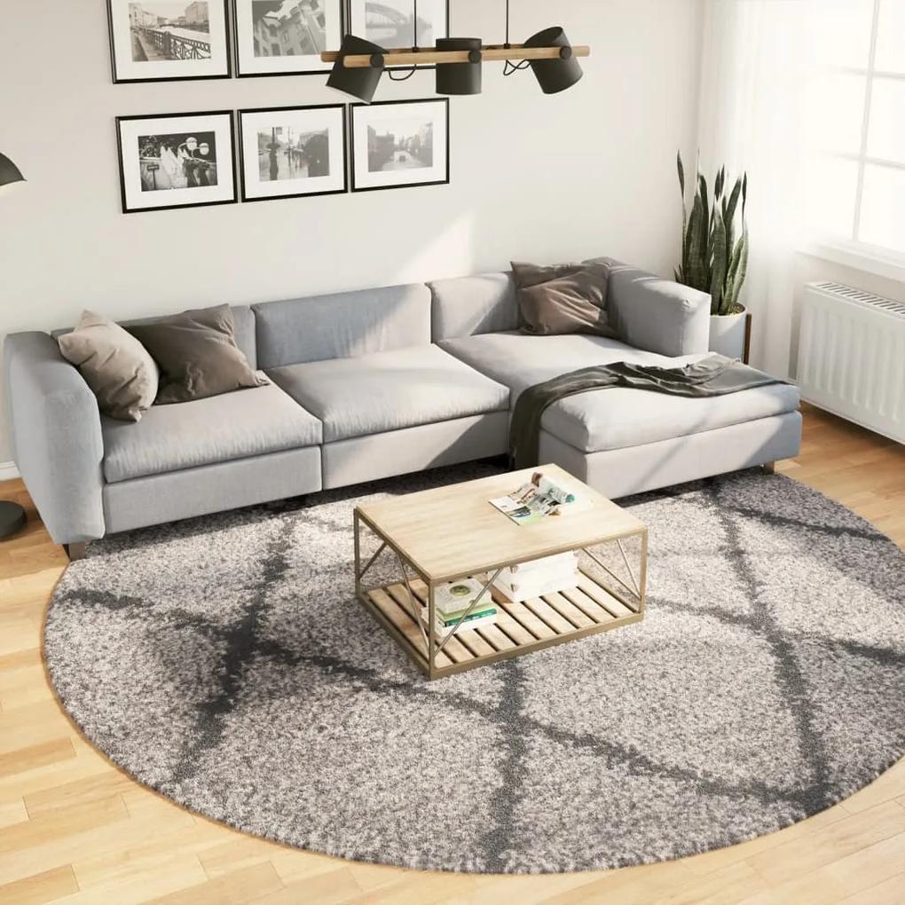 Chlpatý koberec vysoký vlas moderný béžovo-antracitový Ø 280 cm 375403