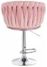 LuxuryForm DESIGN Barová stolička NORDEN VELUR na striebornom tanieri - ružová