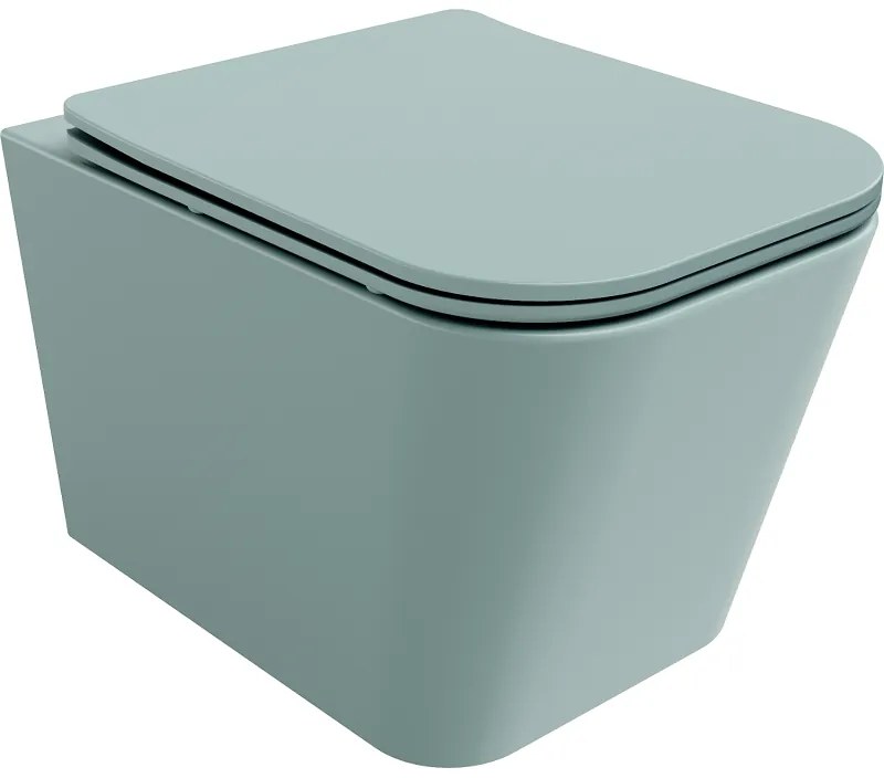 Mexen Teo, závesné WC Rimless s WC doskou slim, duroplast, zelená matná, 30854048