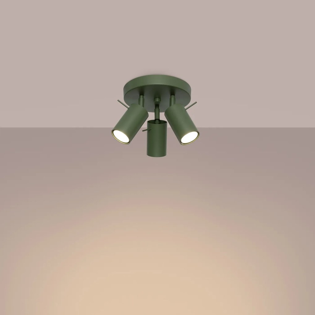 Stropné svietidlo Ring, 3x olivové kovové tienidlo, (možnosť polohovania)
