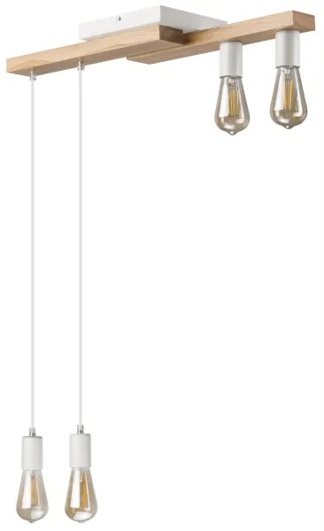 Luster na lanku CORTINA 4xE27/15W/230V biela/dub