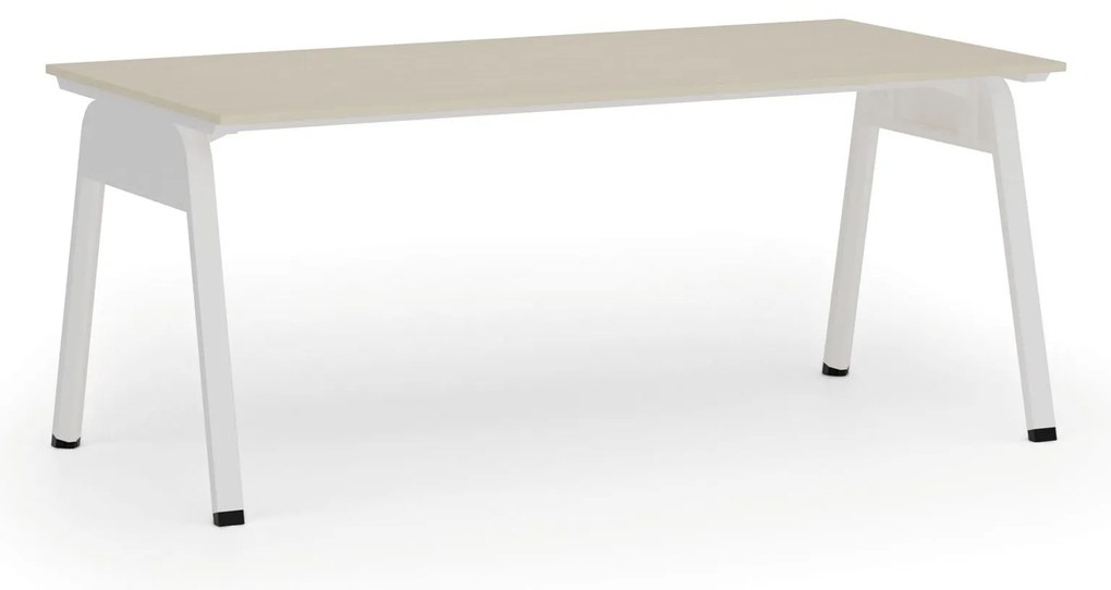 Kancelársky stôl PRIMO GAMMA, 180x90 cm, biela podnož, breza