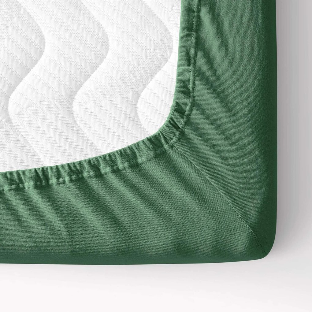 Goldea plachta jersey s napínacou gumou - tmavo zelená 200 x 220 cm