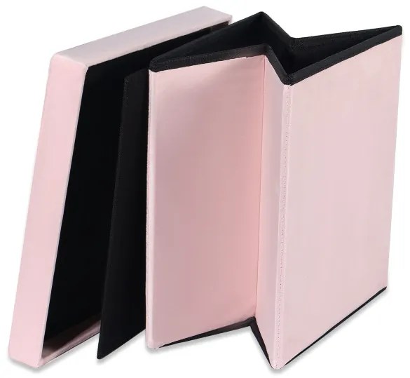 Skladacia taburetka L zamatová, ružová