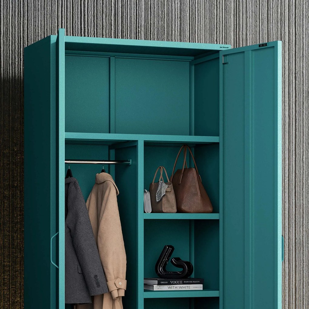 Šatníková skriňa FLAVIO, 800 x 1850 x 450 mm, Modern: morská farba