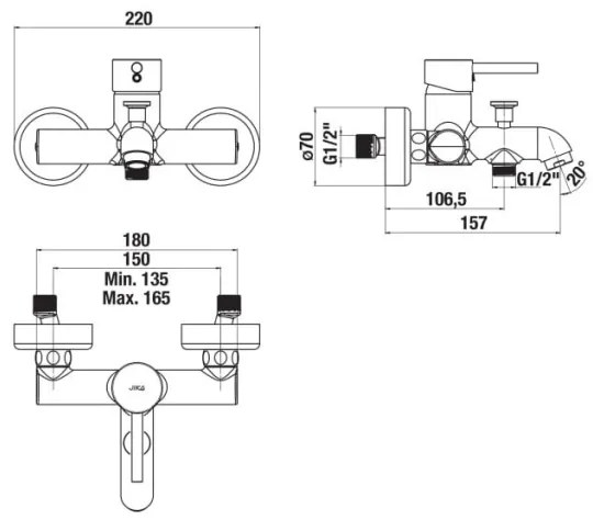 JIKA H3212F70044001 - Vaňová batéria MIO lesklý chróm