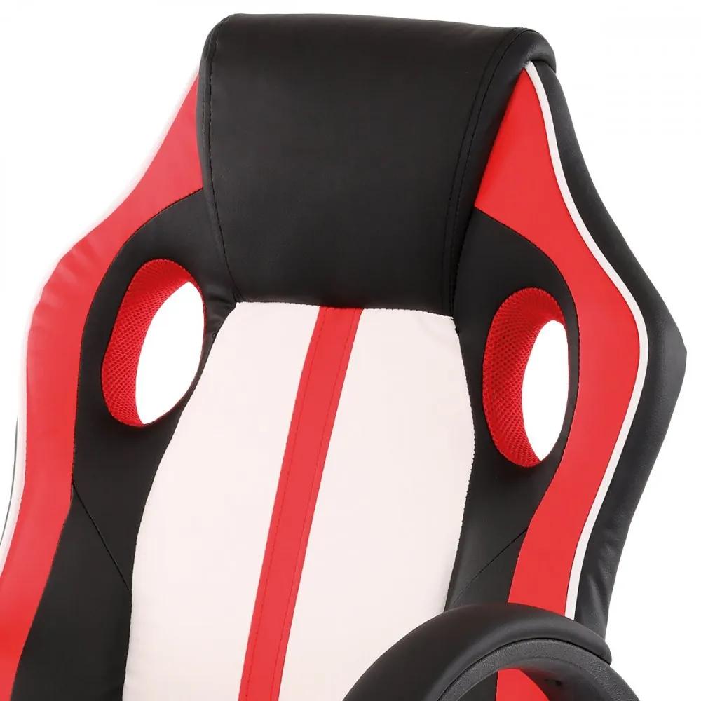 Herná stolička SCATTE – ekokoža, červená / biela / čierna
