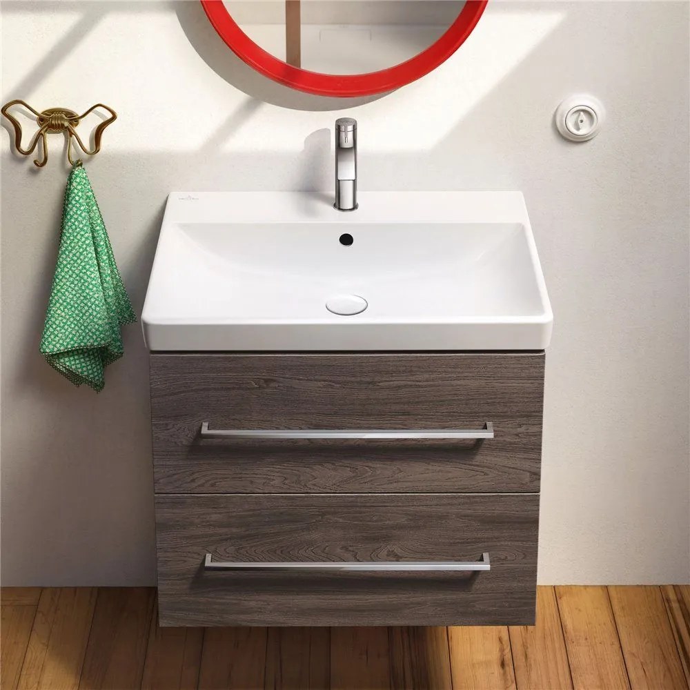 VILLEROY & BOCH Avento závesné umývadlo s otvorom, s prepadom, 650 x 470 mm, biela alpská, s povrchom CeramicPlus, 415865R1