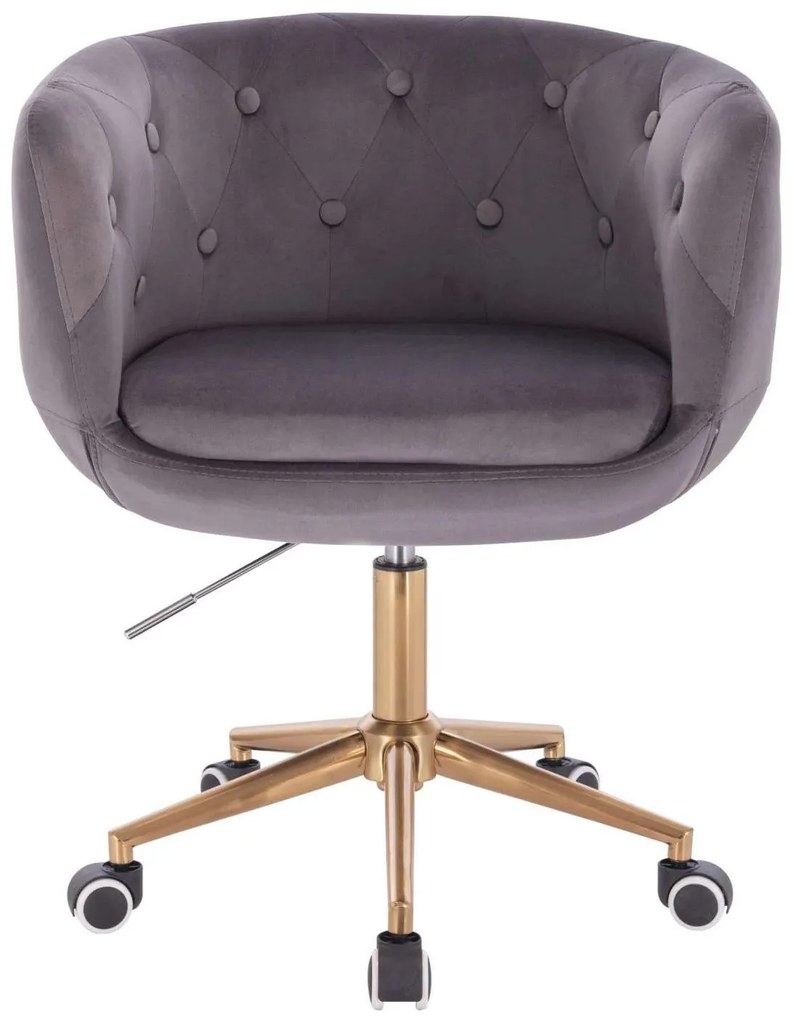 LuxuryForm DESIGN Kreslo MONTANA VELUR na zlaté podstave s kolieskami - šedé