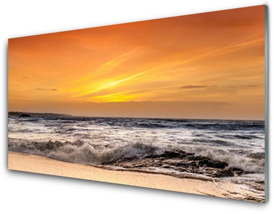 Skleneny obraz More slnko vlny krajina 100x50 cm