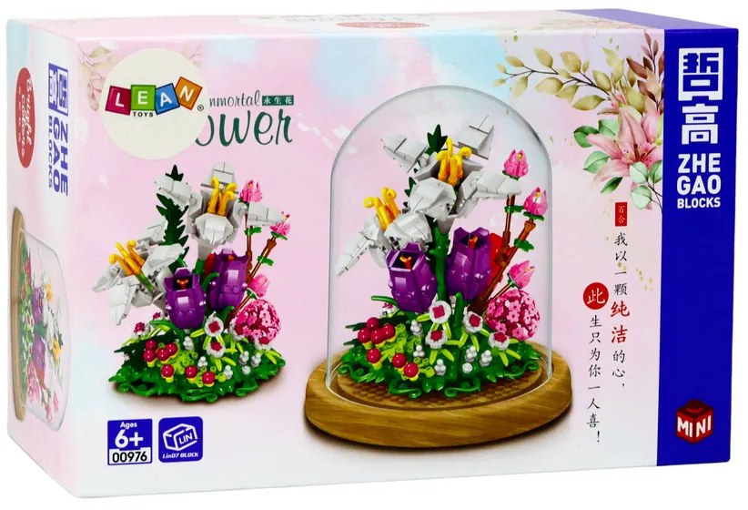 LEAN TOYS Stavebnica Kvety vo vitríne - 487 kusov