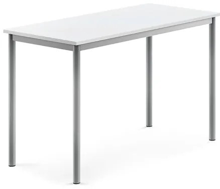 Stôl BORÅS, 1200x600x760 mm, laminát - biela, strieborná