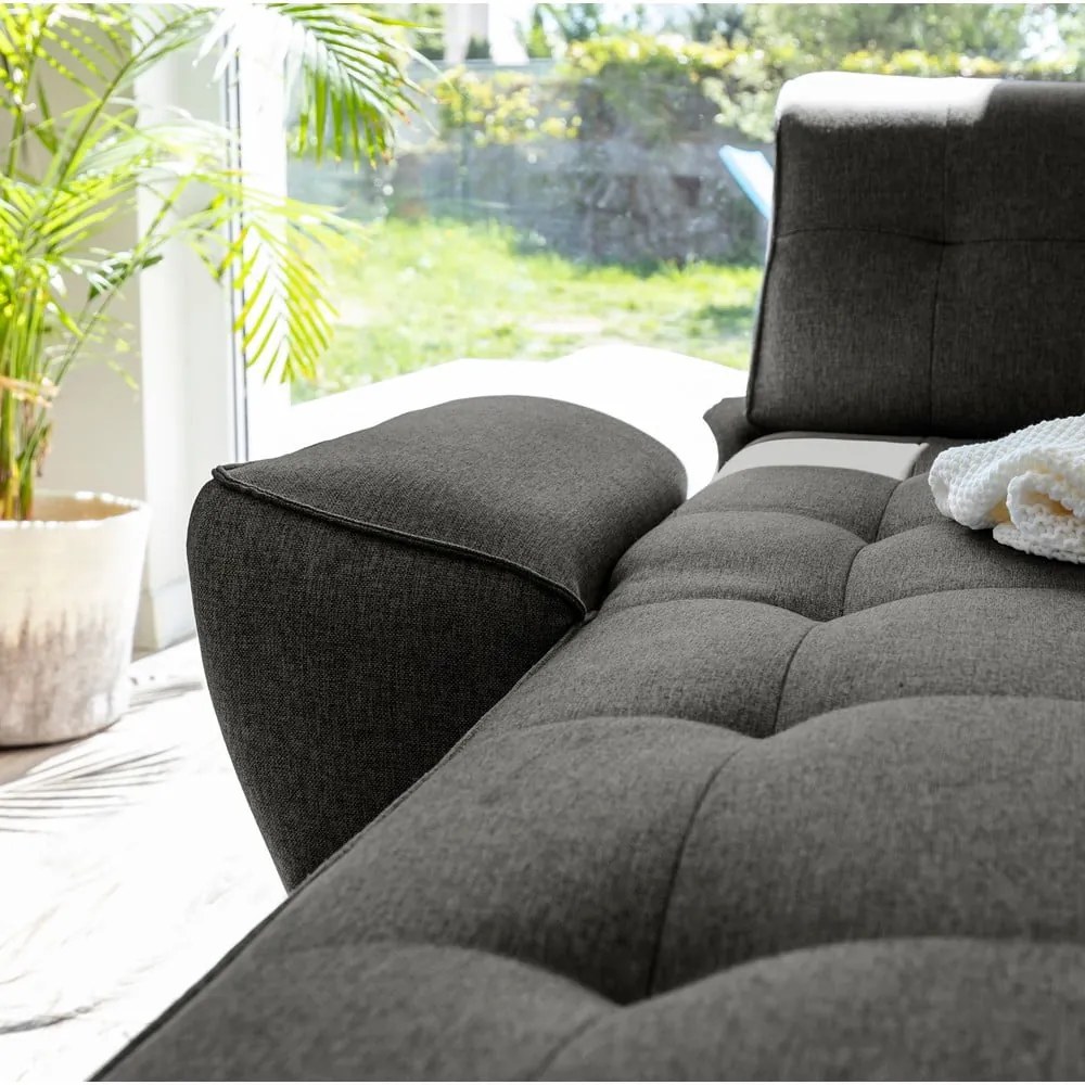 Tmavosivá rozkladacia variabilná rohová pohovka Miuform Dazzling Daisy