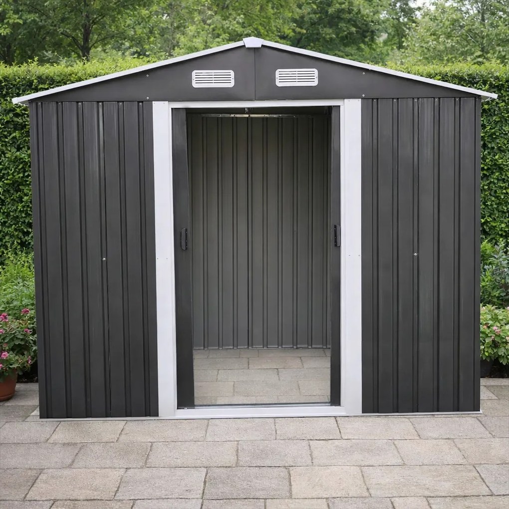 Záhradný domček BestBerg BBSH-608A / 5,3 m² / 205 x 257 x 202 cm / antracitová/biela
