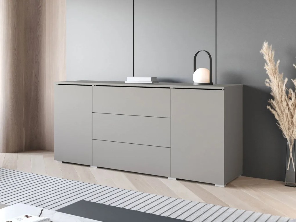 Komoda Sawoti 150, Farby: matera / matera + breslau gaštanov, Osvetlenie: osvetlenie LED RGB - farebné