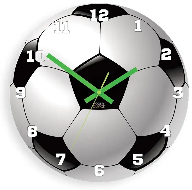 Detské nástenné hodiny Futbal 30 cm čiernobiele
