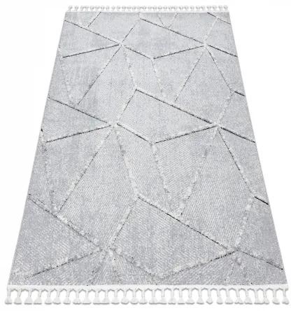 Koberec SEVILLA Z791C mozaika šedá / biely - strapce, Berber, Maroko, Shaggy Veľkosť: 160x220 cm