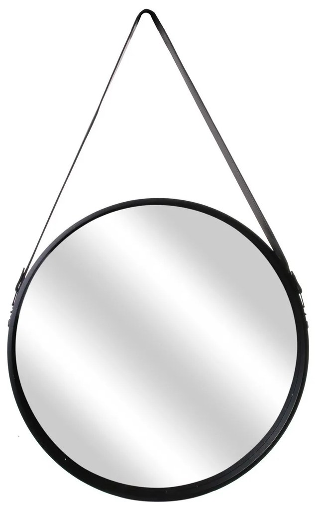 Zrkadlá The home deco factory  MIROIR ROND AVEC ANSE PU NOIR 50CM M6