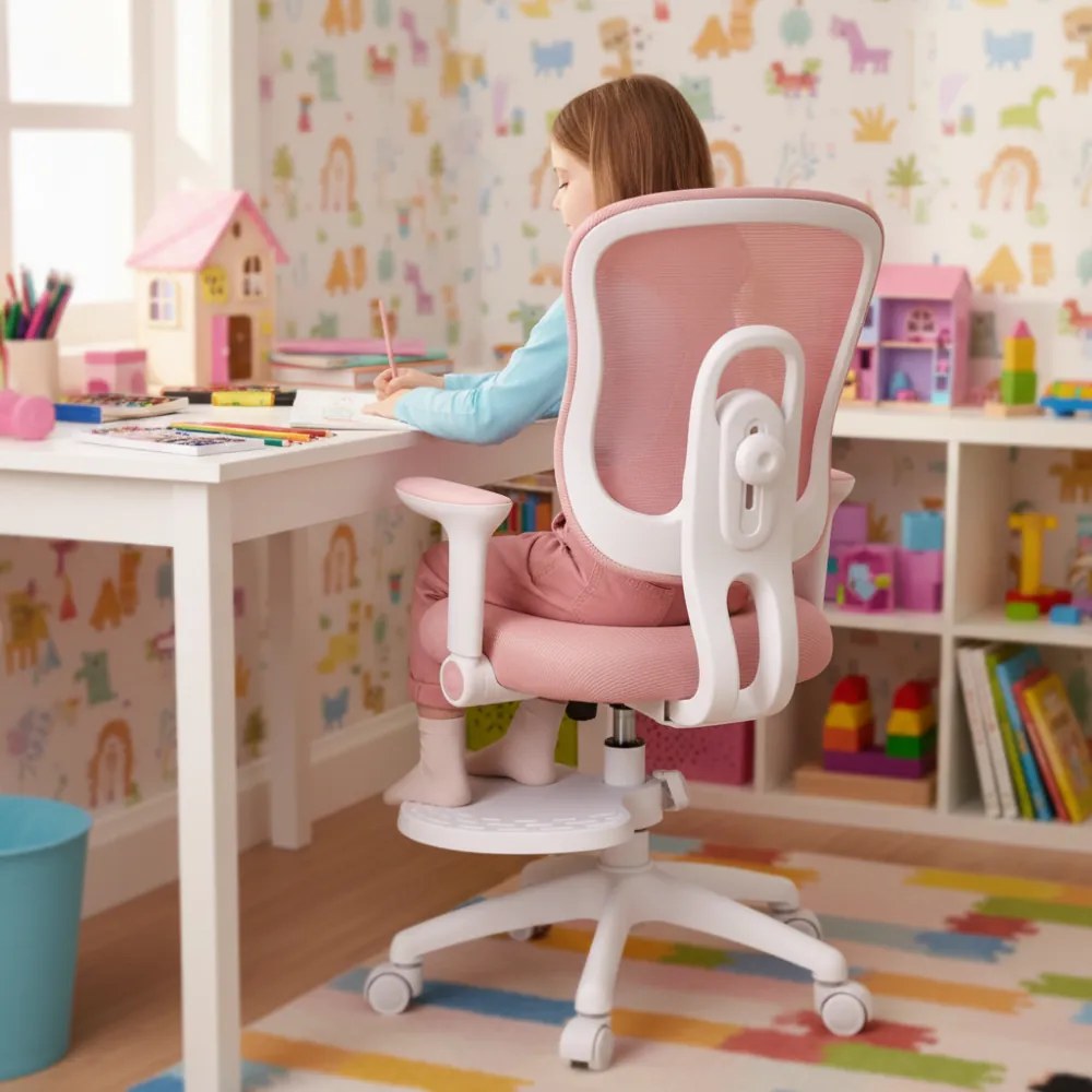 Detská rastúca stolička Neoseat MIKY — látka, ružová