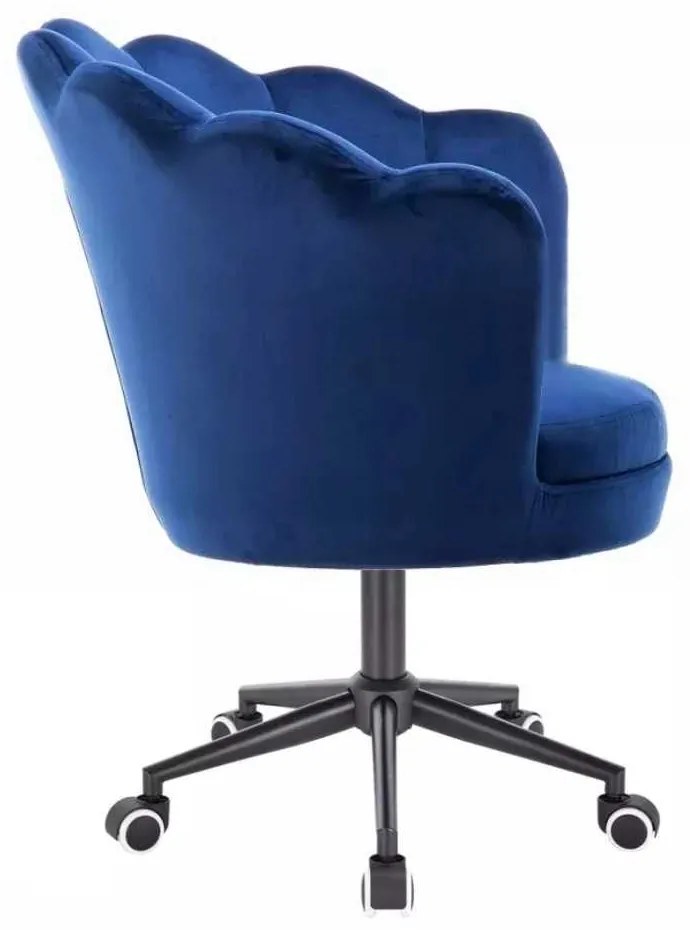 LuxuryForm DESIGN Kreslo FREY VELUR na čiernej podstave s kolieskami - modré