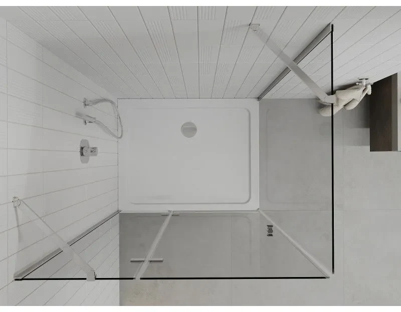 Mexen Roma, sprchovací kút 100 (dvere) x 80 (stena) cm, 6mm číre sklo, chrómový profil + slim sprchová vanička 5cm, 854-100-080-01-00-4010