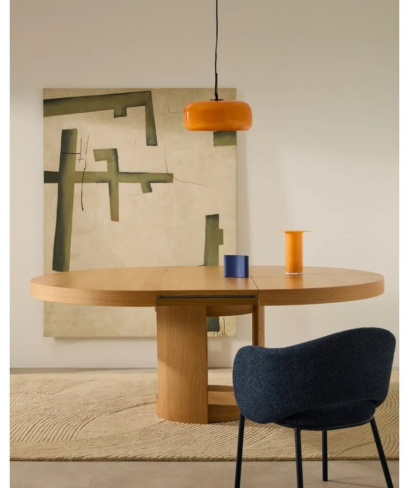 Okrúhly rozkladací jedálenský stôl s prídavnou doskou v dekore duba ø 150 cm Artis – Kave Home