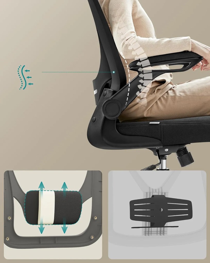 ergonomická kancelárska stolička, otočná stolička s sieťovaným operadlom, čierna farba