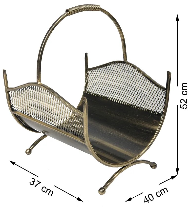 Kovový kôš na drevo Criss, 40x52 cm, zlatá