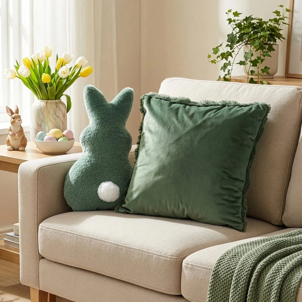 VEĽKONOČNÝ VANKÚŠ RABBIT1 21X41 CM MÄTOVÁ