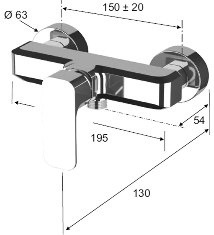 Matne čierna nástenná sprchová batéria (1 výstup) Spy – Sapho
