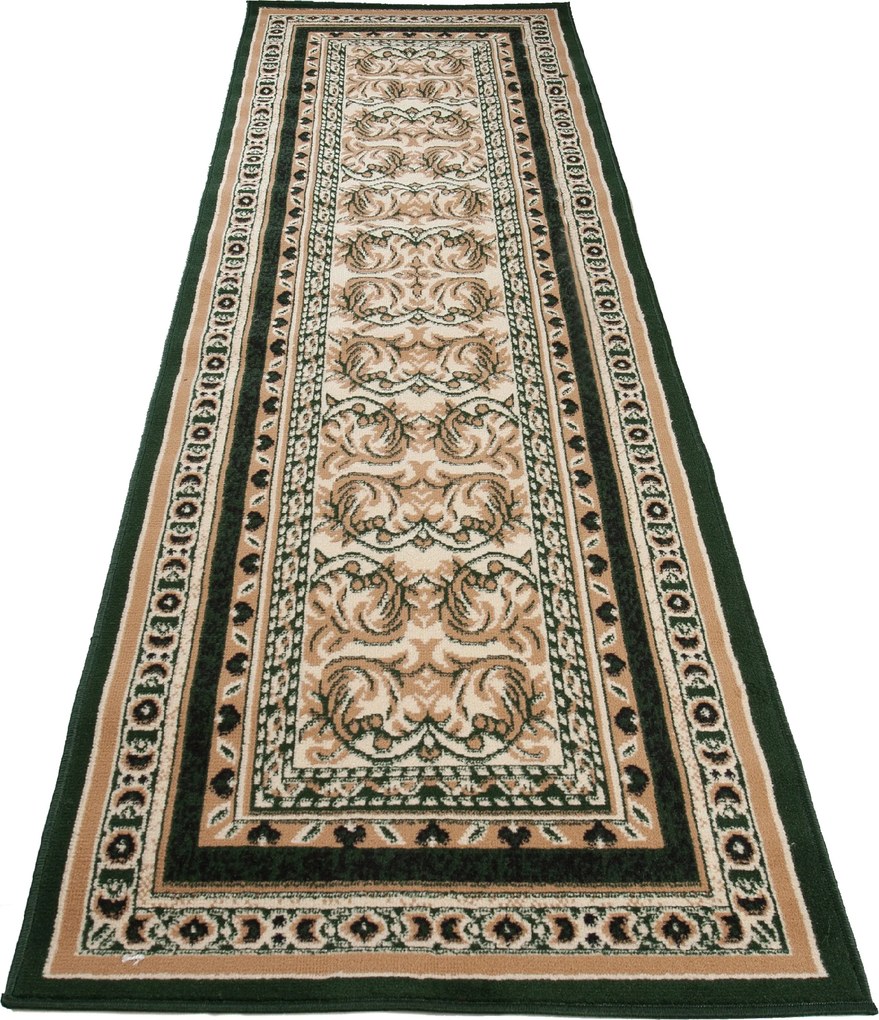 Koberec Atlas PP zelený obdĺžnikový – nízky vlas 0,8 cm Rozmer: 100x300 cm