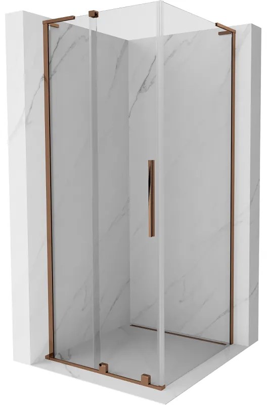 Mexen Velar L, sprchový kút s posuvnými dverami 90 x 90 cm, 8mm číre sklo, ružové zlato, 871-090-090-03-60