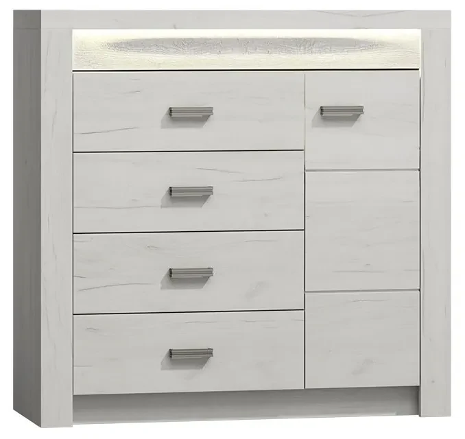 Komoda Nadenas N17 (dub craft biely) (s LED osvetlením). Vlastná spoľahlivá doprava až k Vám domov. 1103654