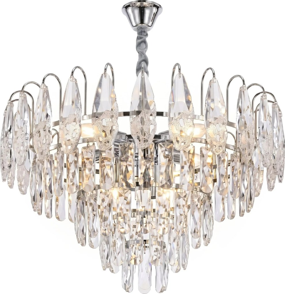 Toolight Toolight, krištáľová závesná lampa Ø50 cm, 6xE14, SWE079-CP, chrómová, OSW-30208