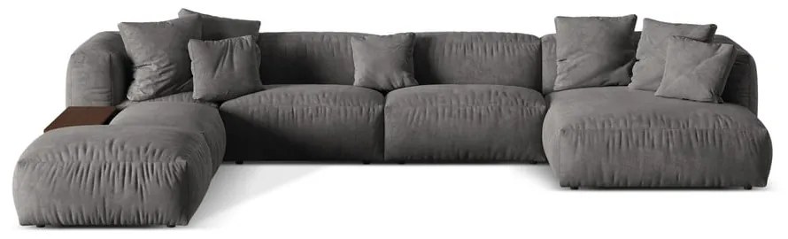 Sivá zamatová modulárna rohová pohovka (ľavý roh/do tvaru "U") Martina – Micadoni