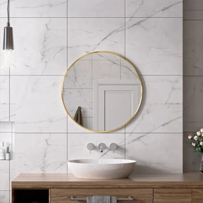 Erga Round, okrúhle zrkadlo 70cm, zlatý rám, ERG-V01-ROUND-7070-GD