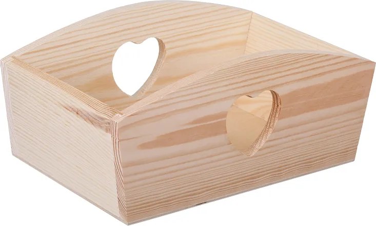 Drevobox Drevený košík so srdiečkom