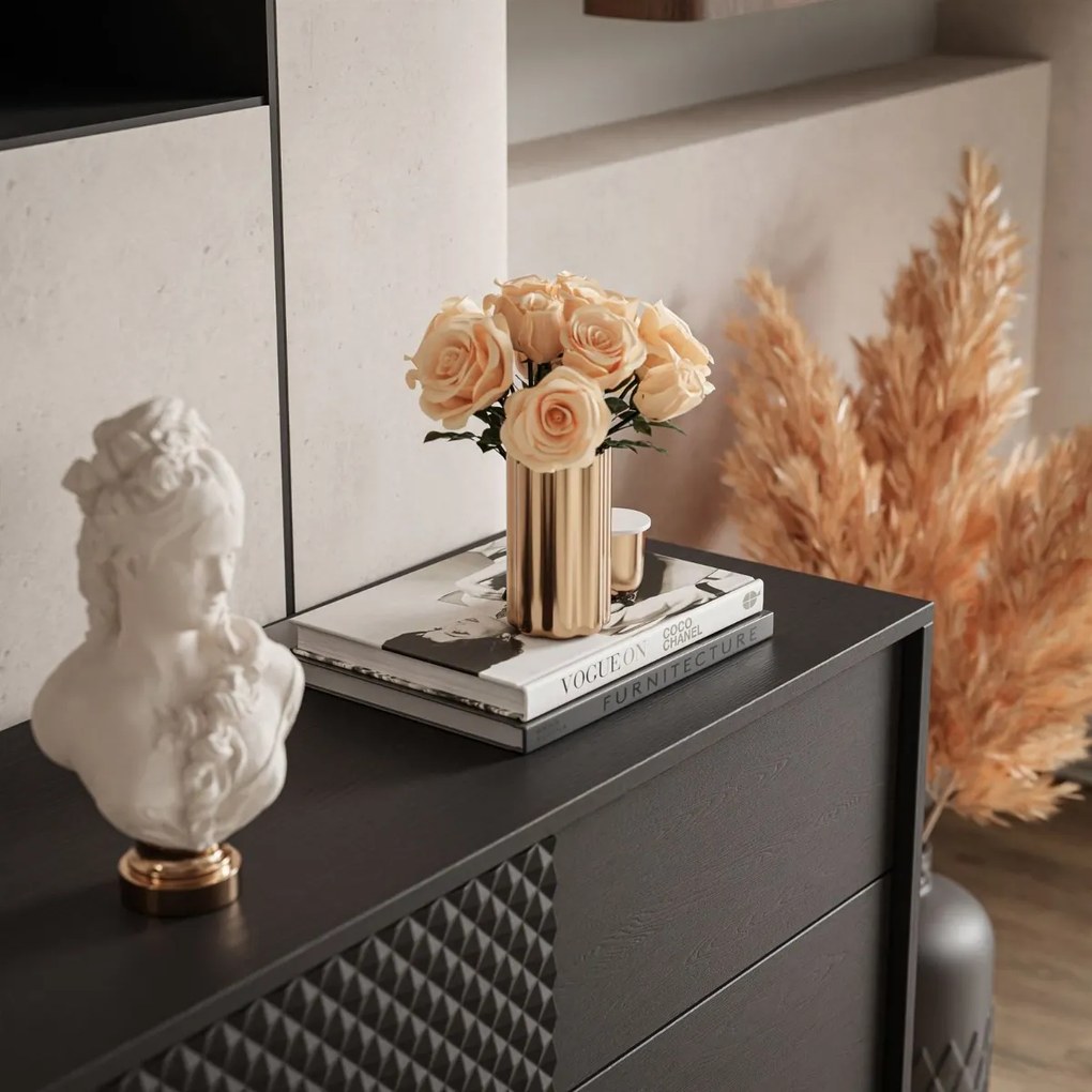 KOMODA KAREEM SO ŠUPLÍKMI ČIERNA 97 cm