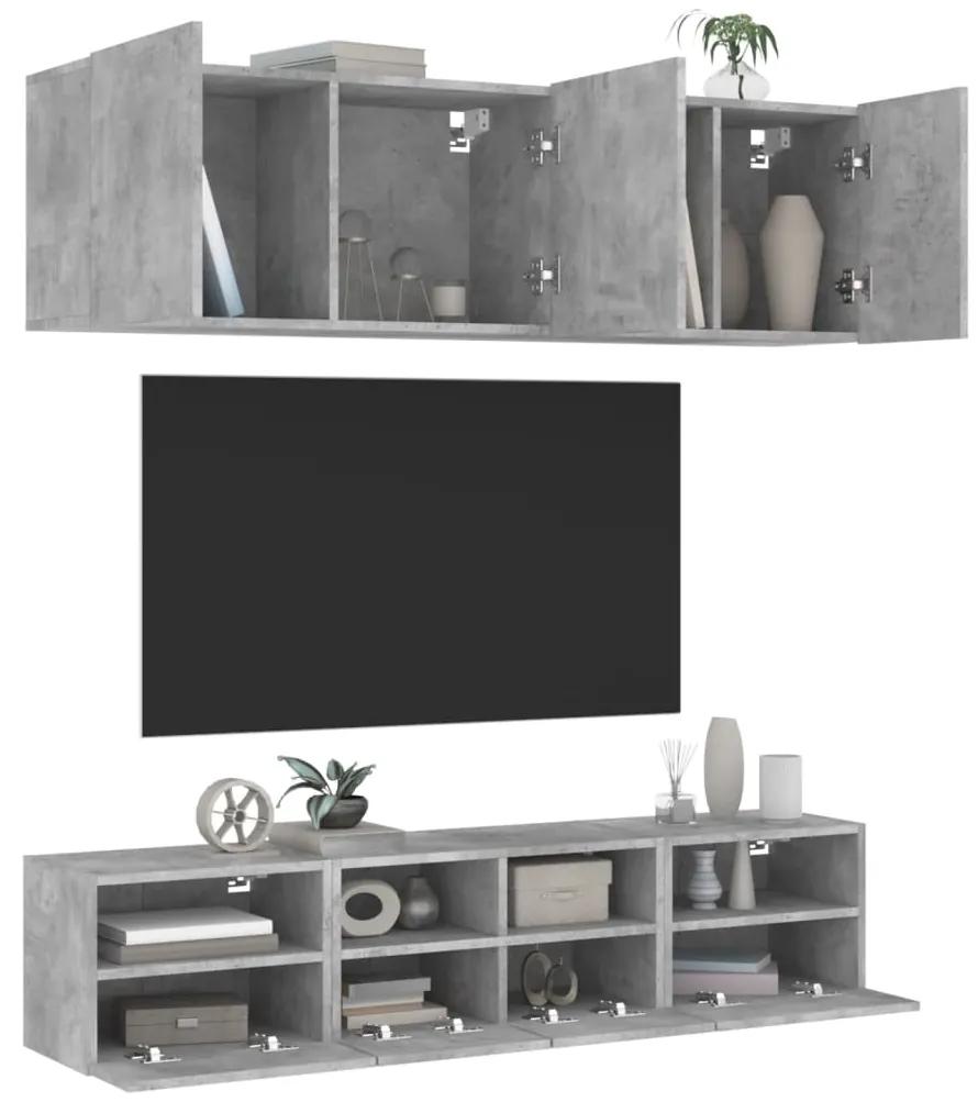 5-dielne TV nástenné skrinky betónovo sivé kompozitné drevo 3216514