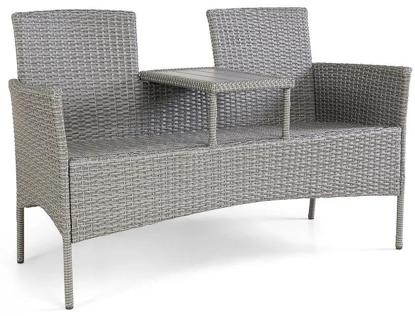 Technoratanová lavica pre dve osoby Hugo šedá