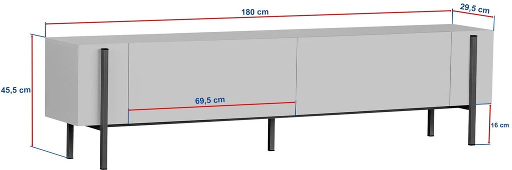 TV stolík ZENORI 180 cm, borovica Atlantic/čierna