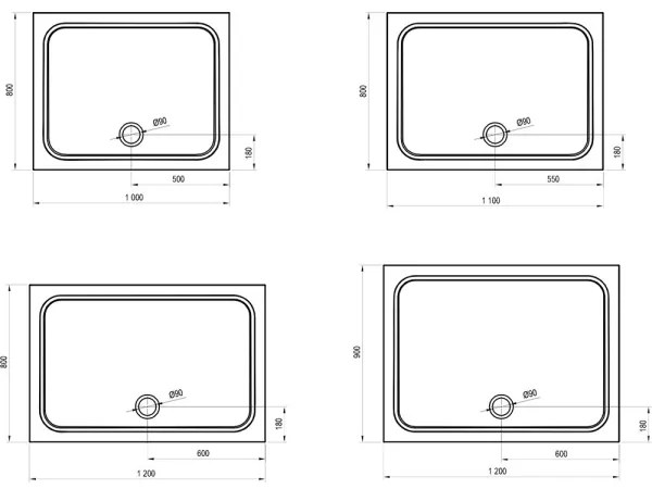 Ravak XA04A701010 - Sprchová vanička obdĺžniková GIGANT 100x90 cm biela