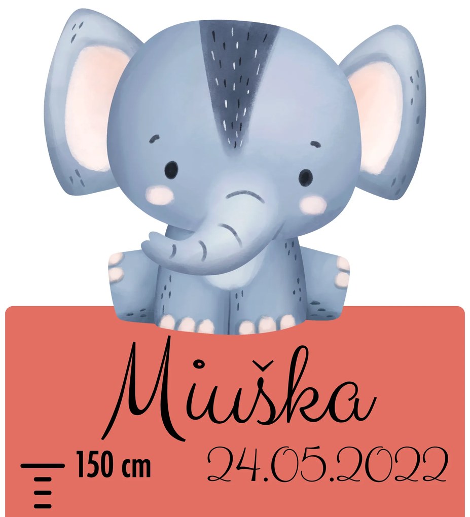 50x120cm Detský meter s menom - Safari 2 - textilná nálepka na stenu
