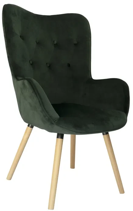 Tmavozelené zamatové kreslo COZY